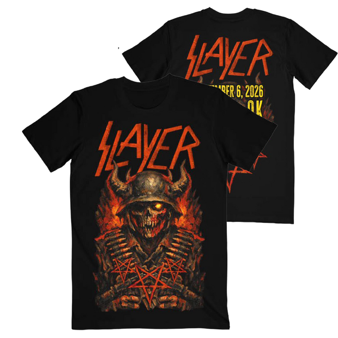 ハードロックメタルバンドSLAYERオフィシャルソルジャースカルTシャツ ハードロックメタルバンドSLAYERオフィシャルソルジャースカルTシャツ