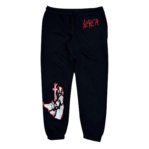 The Warden Sweatpants feature a white and red graphic on the leg, a classic Slayer logo along the top right corner of the waistband. Crafted from premium soft, mid-weight cotton-blend fabric. These sweats are also made with an elastic waistband and have a tapered fit at the bottom.

80% cotton/ 20% polyester 